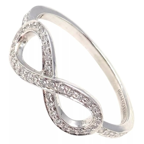 Tiffany & Co Platinum 0.12ct Diamond Infinity Stacking Ring sz 6.5 - Picture 1 of 9